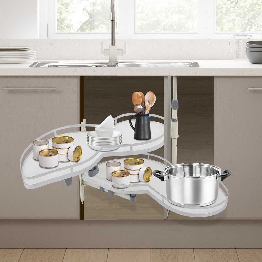 2 Tier Swing Tray Left Blind Corner Kitchen Cabinet Pull Out Kitchen Organizer