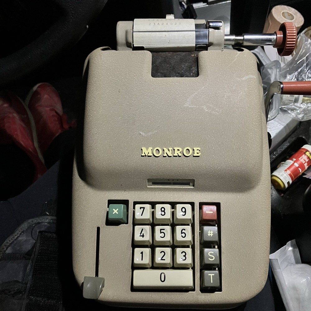 Monroe Calculating Machine Mechanical Adding Machine Models 811H14 & 713 Beige