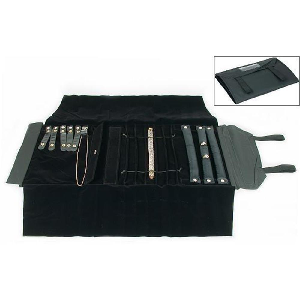 Findingking Black Jewelry Roll Necklace Chain Ring Bracelet Travel Display 2 Pcs