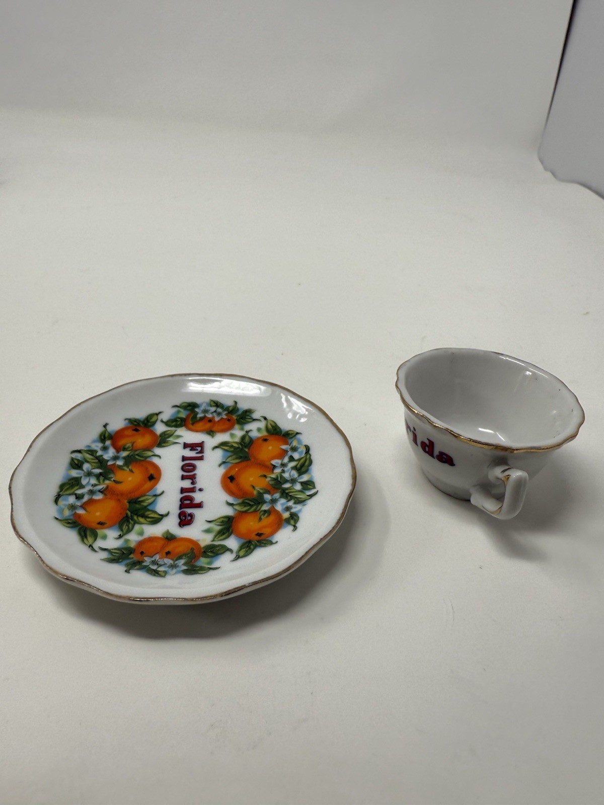 VTG Florida Miniature Cup And Saucer Souvenir Oranges