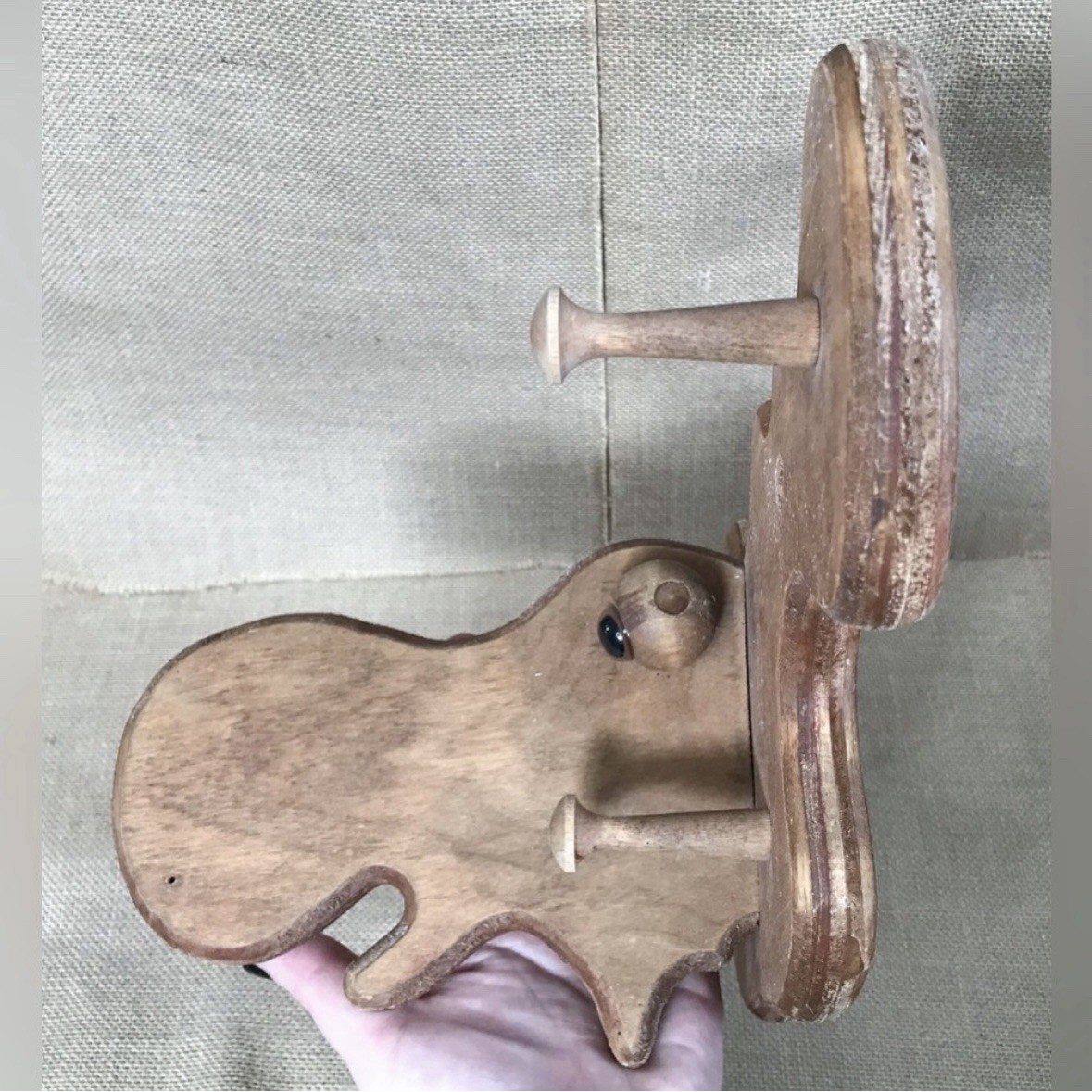 Moose Head Wood Coat Rack Kitsch Funny Kids Room Farmhouse Farm Cottage Core