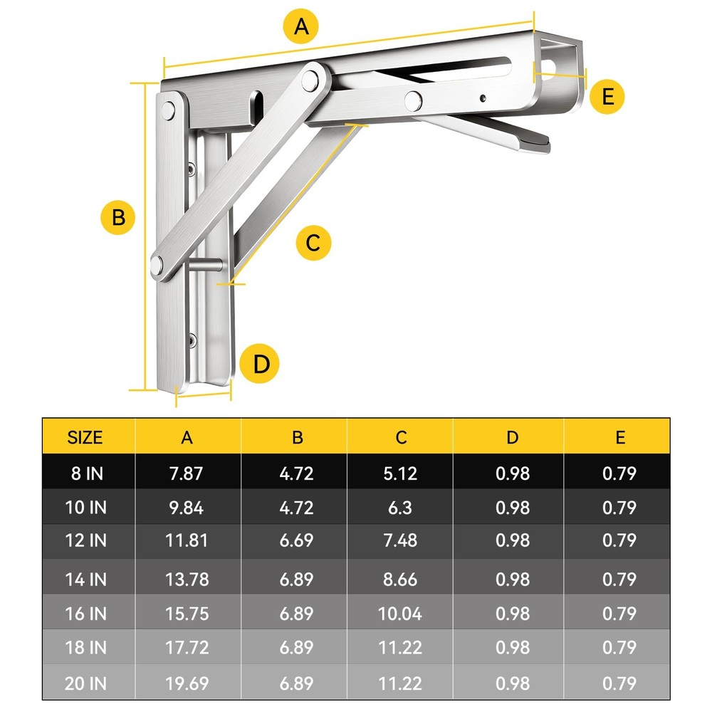 Folding Shelf Brackets, Collapsible Heavy Duty Shelf Brackets for Fold Down D...