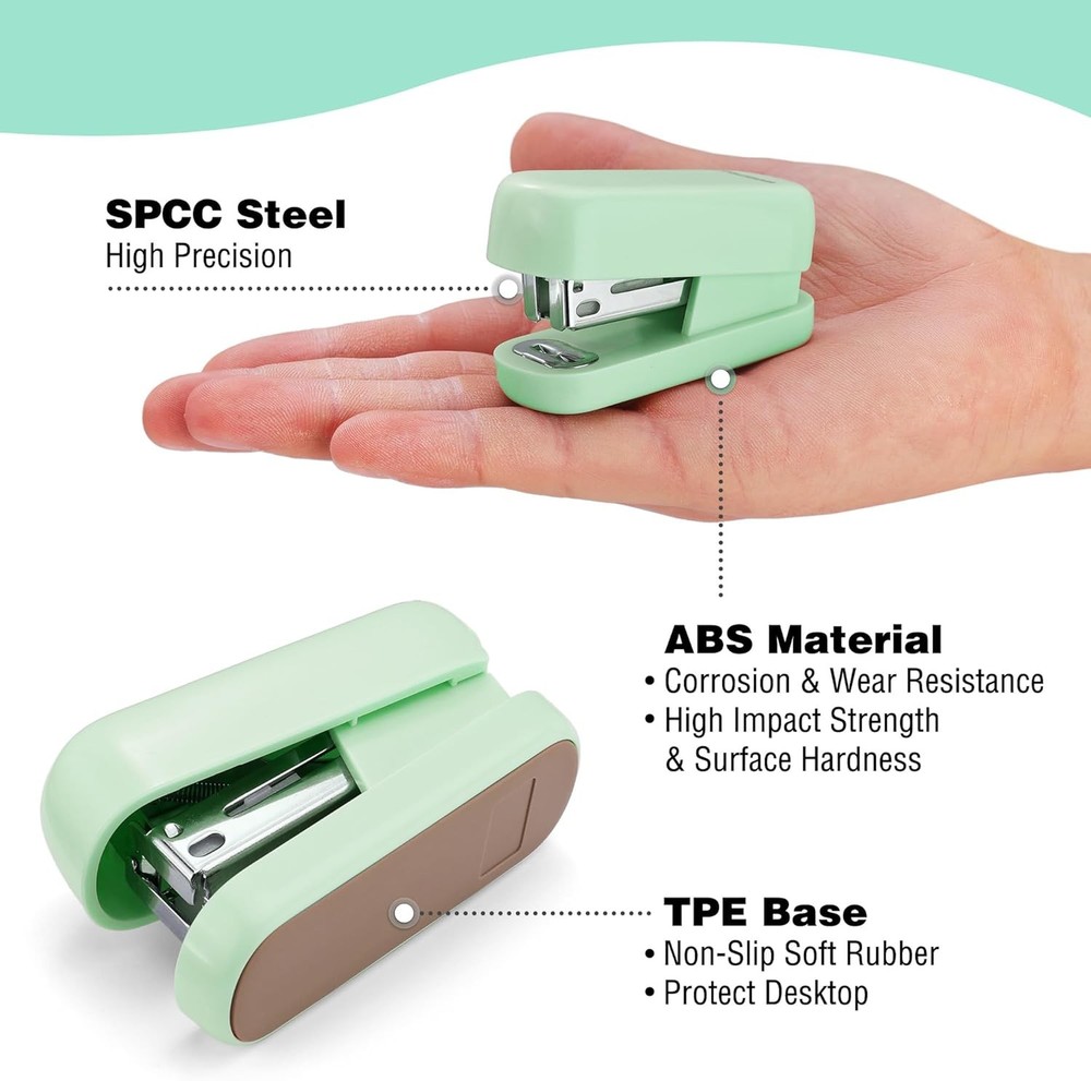 WORKPRO Small Stapler with Staples Green Stapler Set Includes Two Mini Stapler