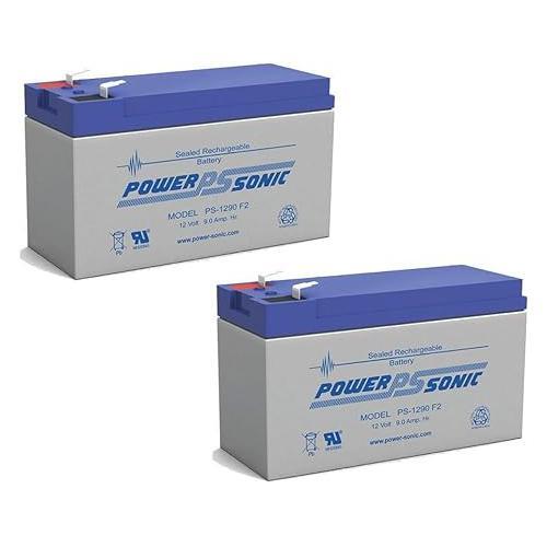 Power-Sonic PS-1290F2 12V 9Ah F2 AGM Rechargeable Batteries - 2 Pack