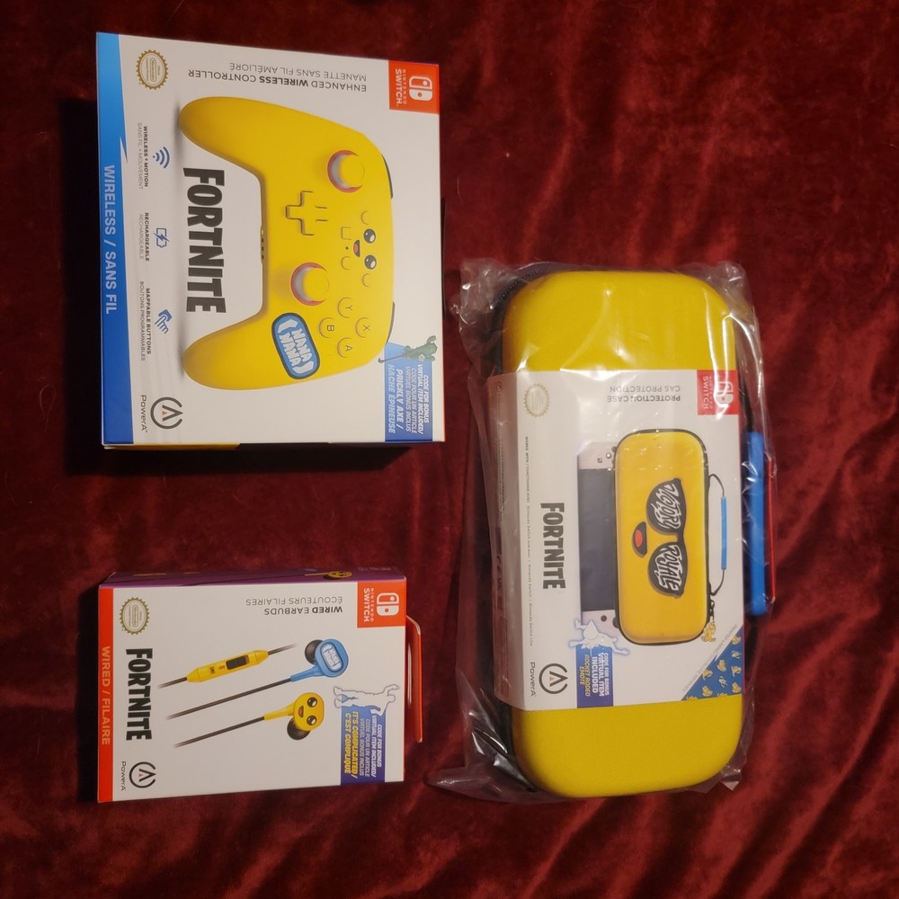 Fortnite Nintendo Switch Peely Bundle Case Controller Headphone Sealed w/ Codes