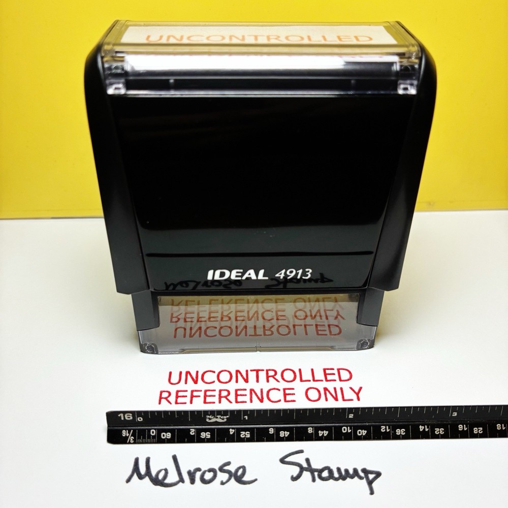 Uncontrolled Reference Only Rubber Stamp Red Ink Self Inking Ideal 4913