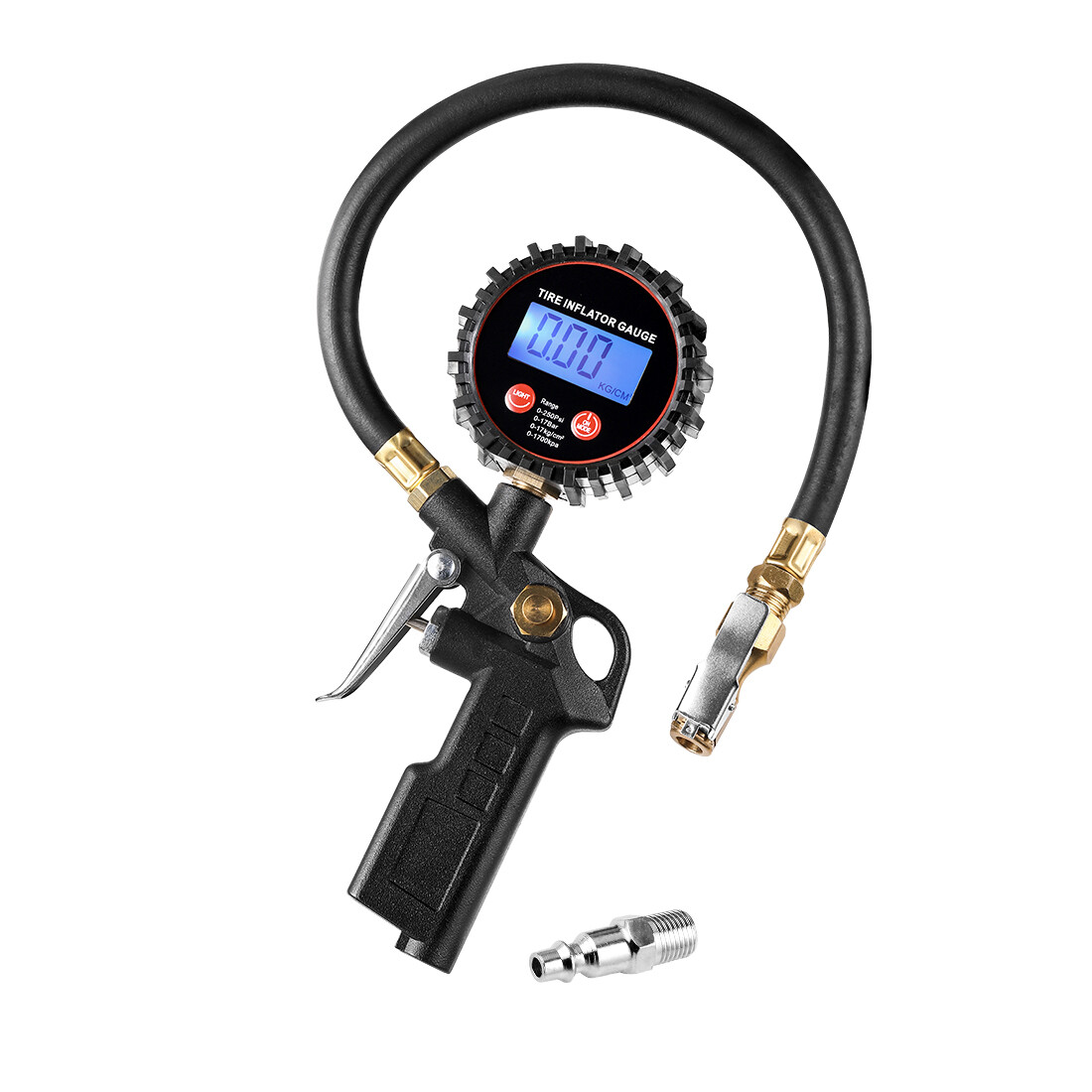 Car Truck Digital Tire Inflator w/ Pressure Gauge Air Chuck Rubber Hose 250 PSI