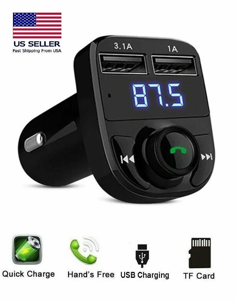 Bluetooth Car FM Transmitter MP3 Player Wireless AUX Radio Fast 2 USB Charger