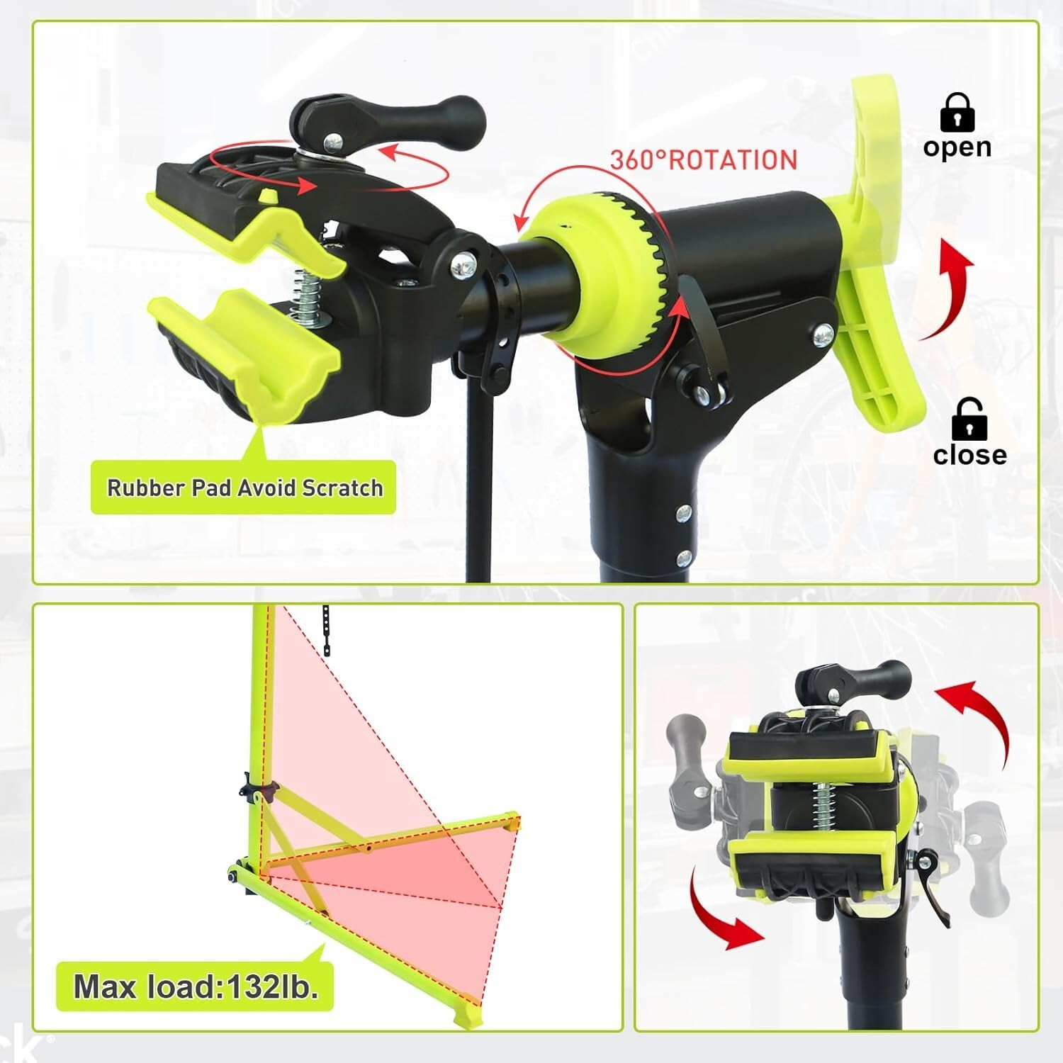 E Bike Stand Repair (Max 132 lbs) - Foldable Bicycle Repair Stand for E-bikes