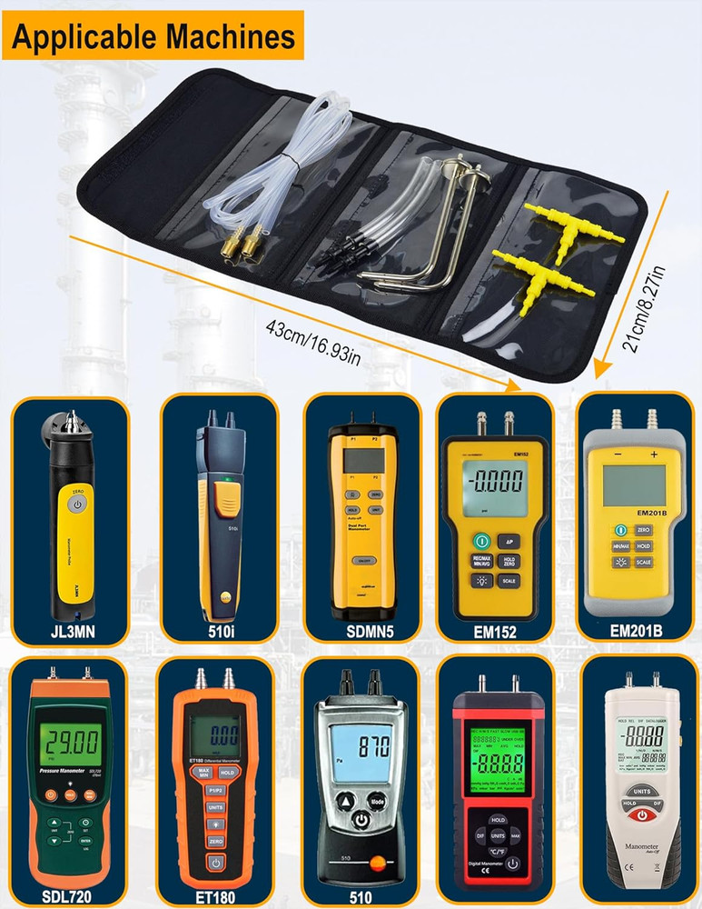 Manometer Probe Kit Compatible HVAC Digital Pitot Static Tube