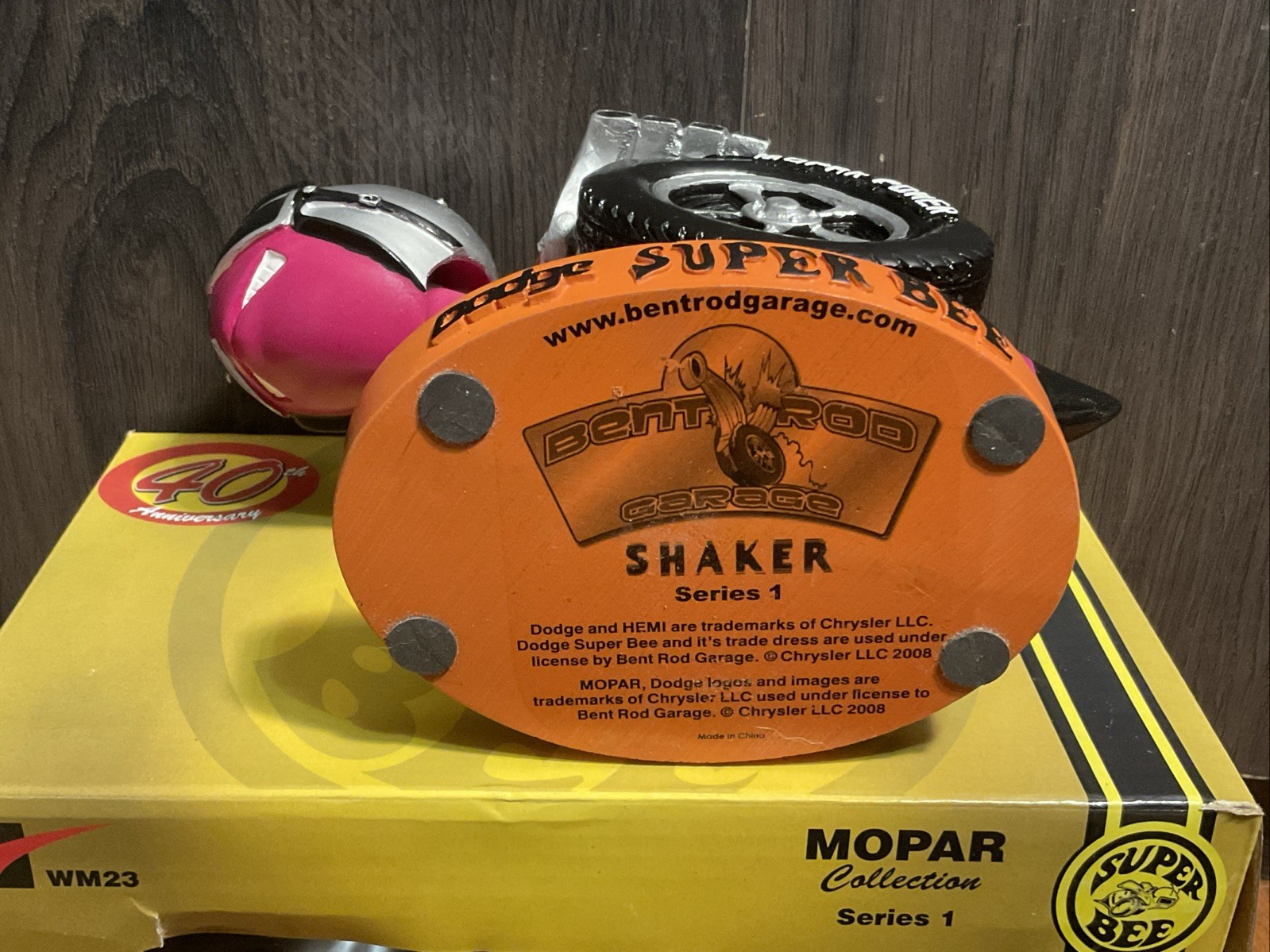 New Dodge Super Bee Bobblehead Panther Pink Bent Rod Garage Shaker Mopar