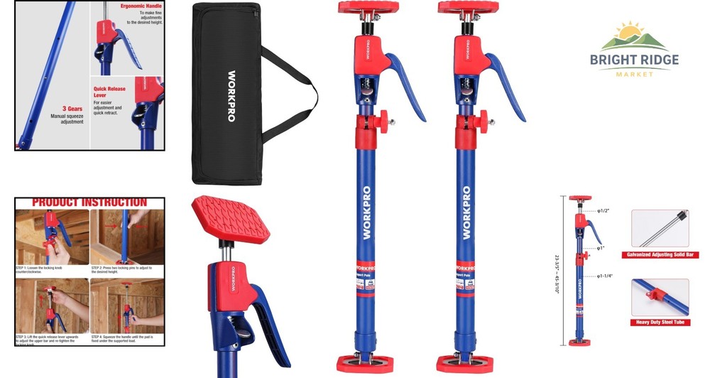 2-Pack Adjustable Support Rods for Drywall and Cabinet Installation Projects