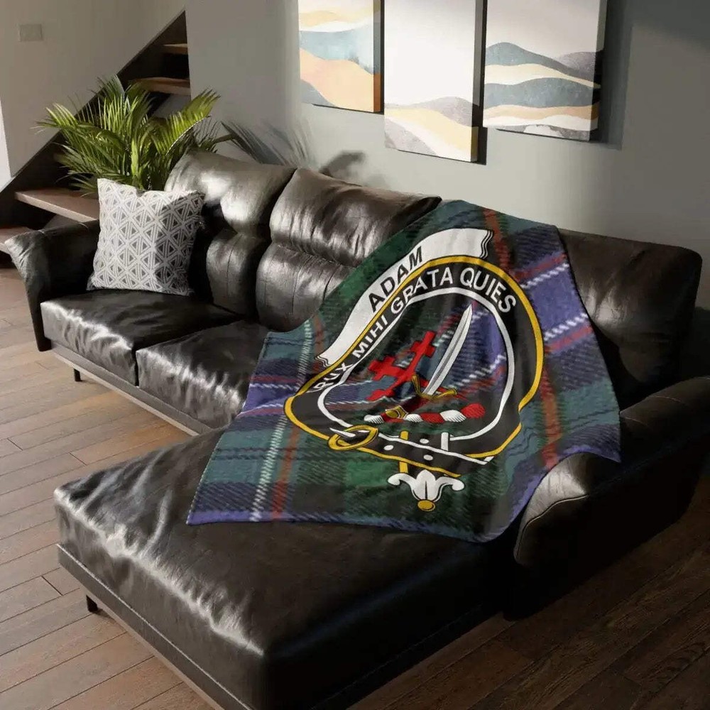 Adam Clan Crest Tartan Throw Blanket