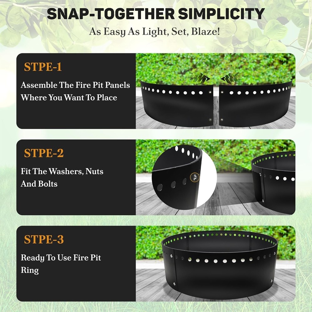 FEBTECH 38" Smokeless Fire Ring for Outdoor Fire Pits