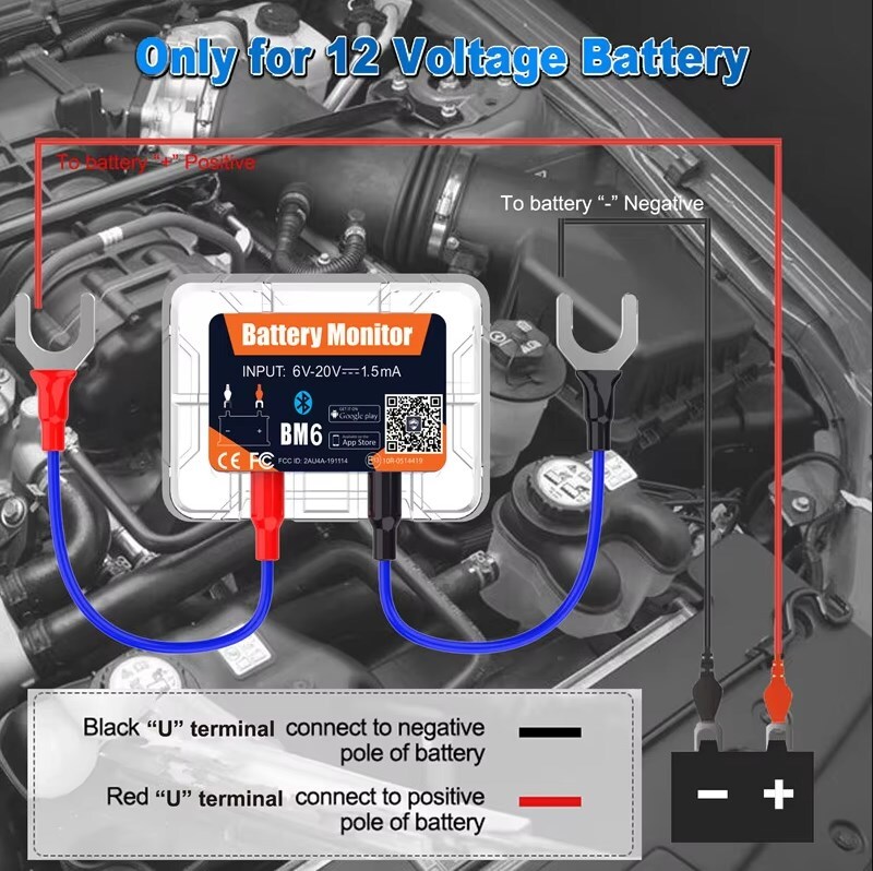 12V Car Bluetooth Battery Tester Analyzer Charing System For Mobile IOS Android