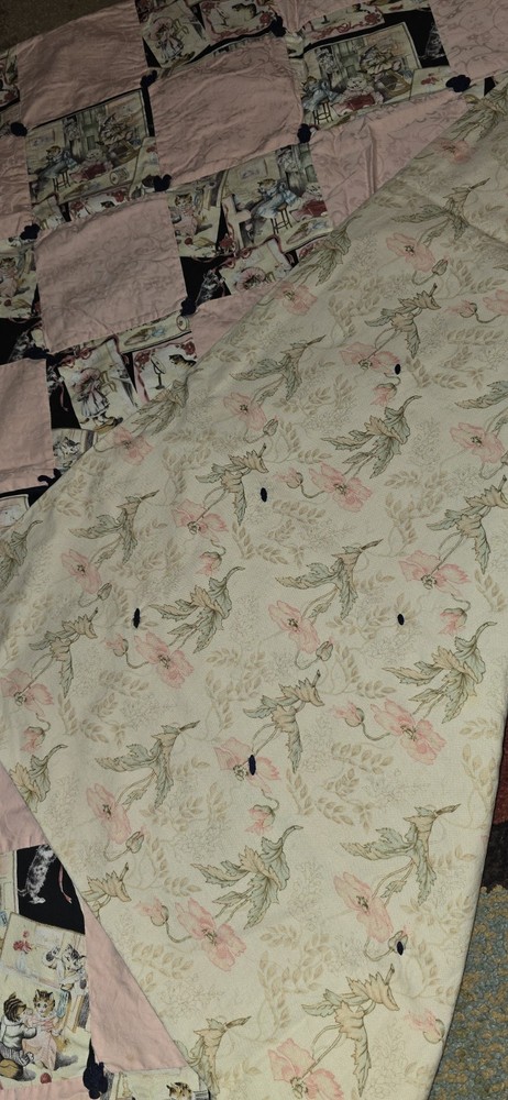 Vintage Handmade Cat Quilt