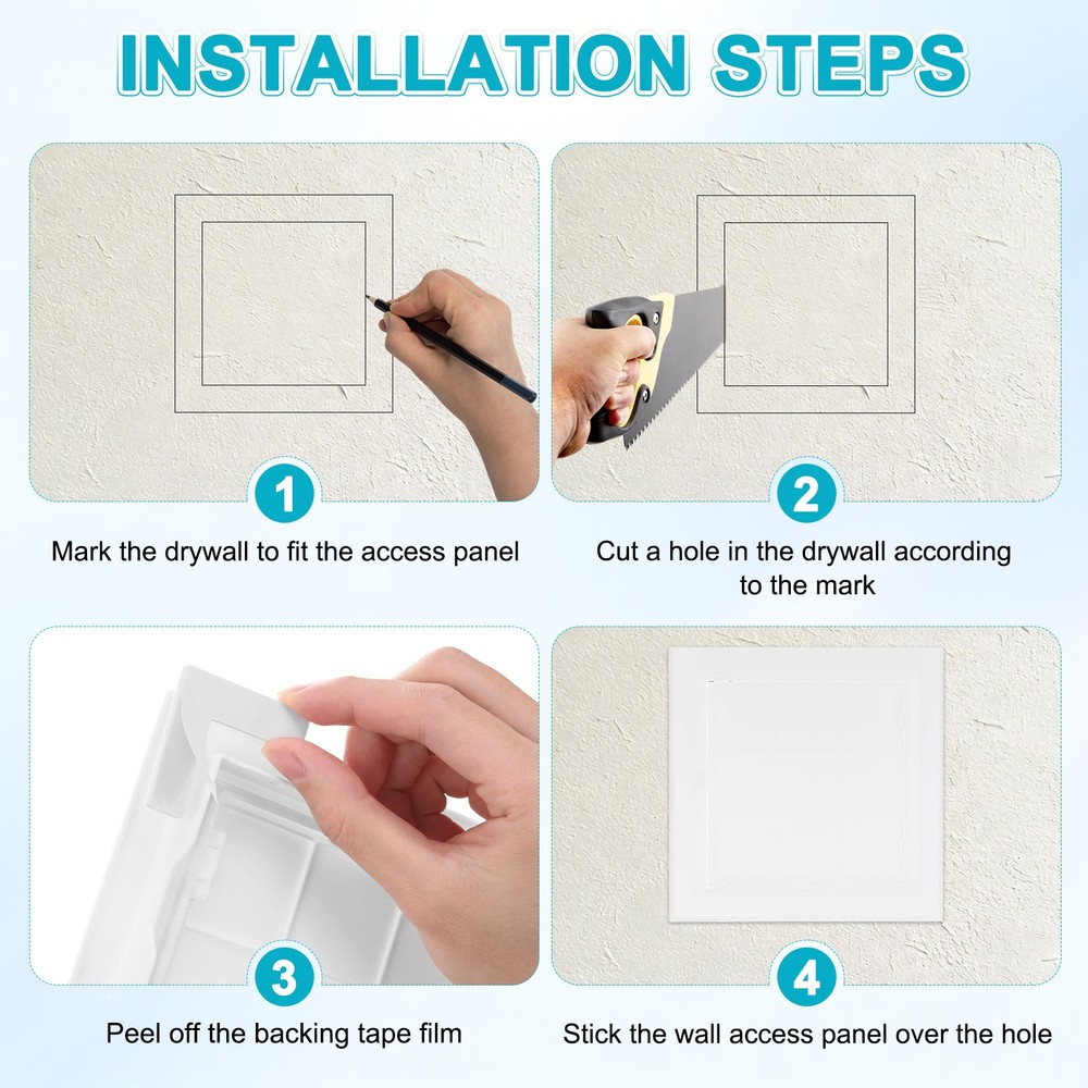 1-Pack Access Panel for Drywall, 5.7x6" Plastic Self Adhesive Cover [White]