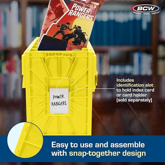 1 BCW Yellow Short Comic Book Bin - Heavy Duty Acid Free Plastic Stackable Box