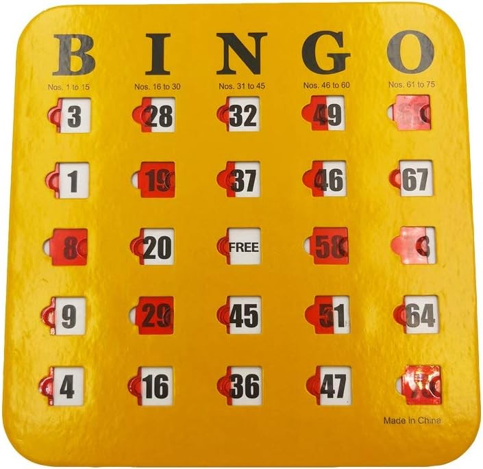 Yuanhe Shutter Slide Bingo Cards - 5 Pack Multi Color Extra Thick Stitched,...