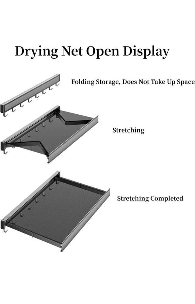 Retractable Clothes Drying Rack with Template Wall Mount Mesh Breathable