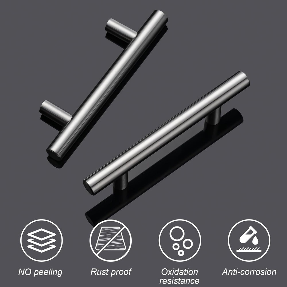 10 Pack 5'' Cabinet Pulls Matte Black Stainless Steel Kitchen