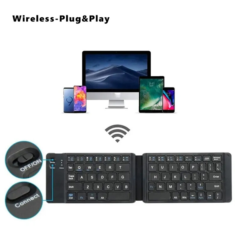 Mini Folding Keyboard Bluetooth Wireless Mobile Phone Android iOS iPhone 15/14/X