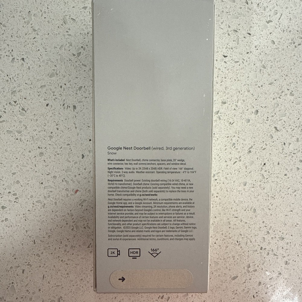 Google nest doorbell 2k wired, 3rd Generation G6PPP