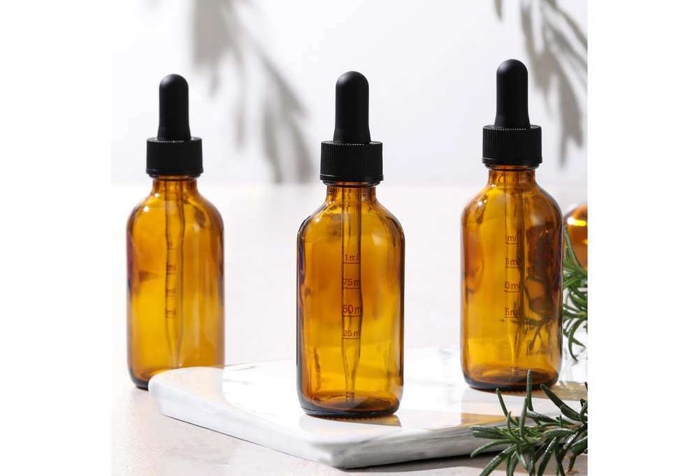 4-Pack 1oz Amber Dropper Bottles for Oils/Tinctures