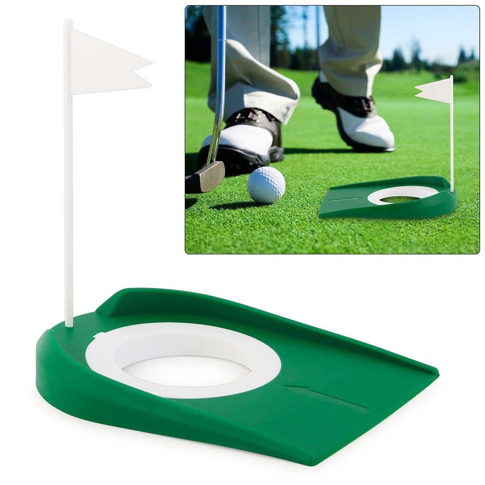 Practice Putting Cup Trainer Device for Golf Adjustable Hole & Flag Outdoor