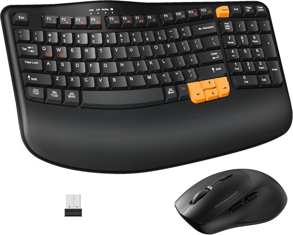 Wireless Keyboard & Mouse Combo,2.4G Wave Keys-Black *Please read description*