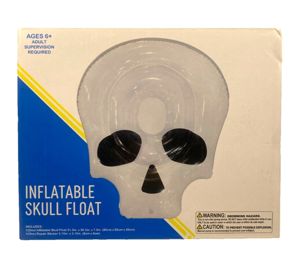 Skull Inflatable Swimming Pool Float /Beach Raft 31.5”X36.2" Summer