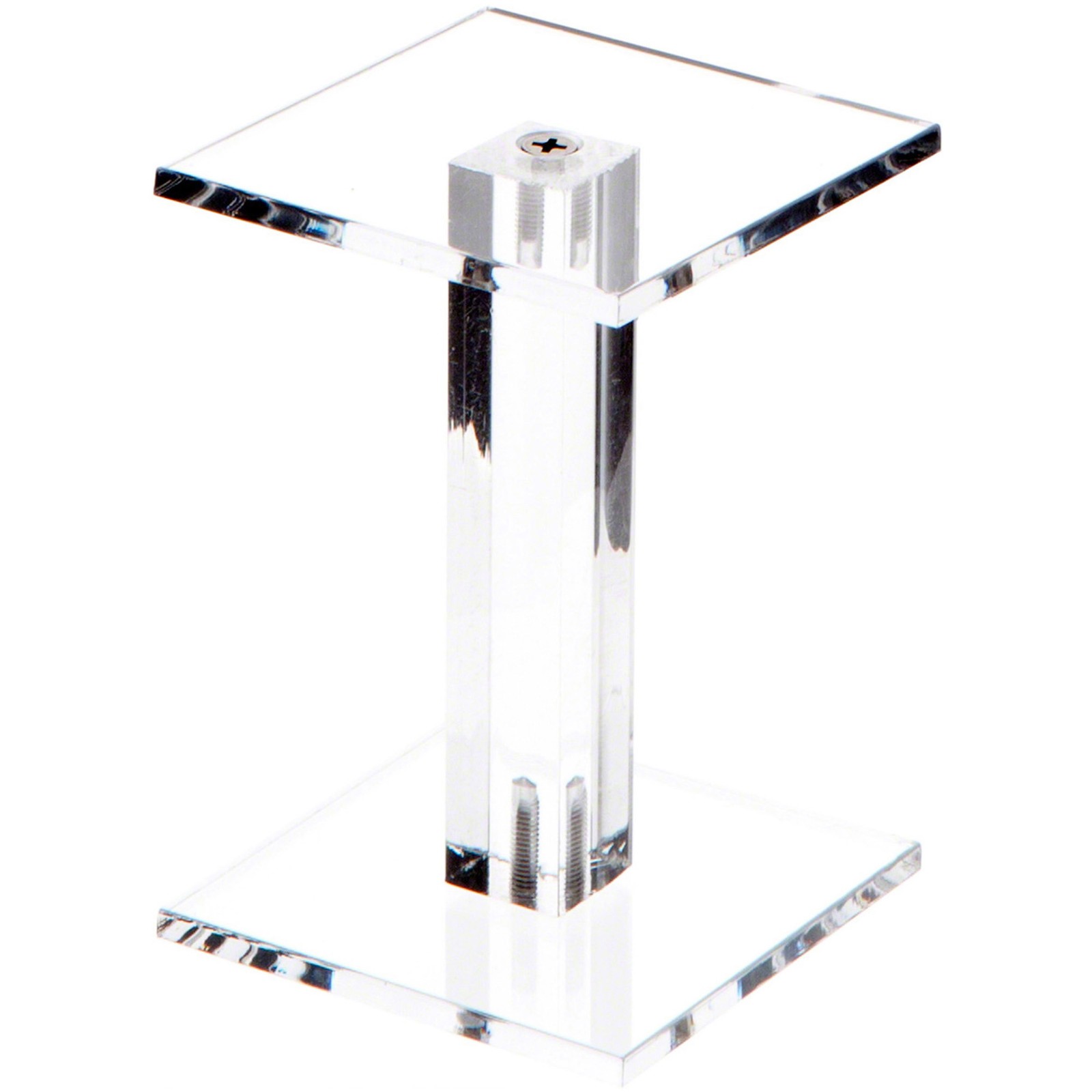 Plymor Clear Acrylic Square Barbell Pedestal Display Riser, 4.375" x 3" x 3"