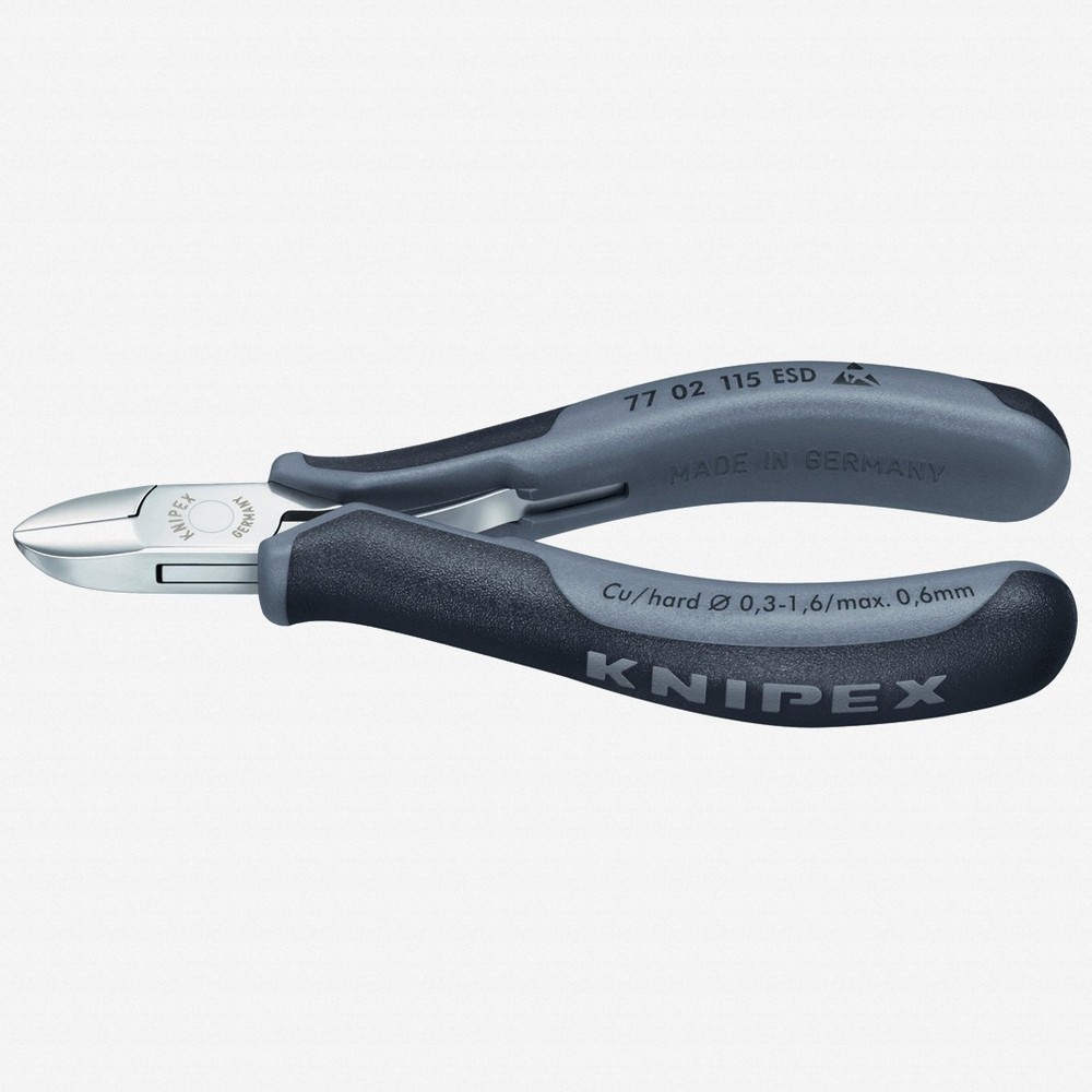 Knipex 4.5" ESD Electronics Diagonal Cutters Round Head w/ Small Bevel - MultiGr