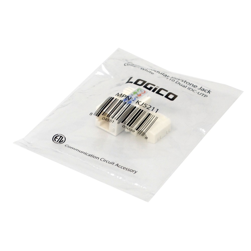 25 pack lot Keystone Jack Cat5e White Network Ethernet 110 Punchdown 8P8C