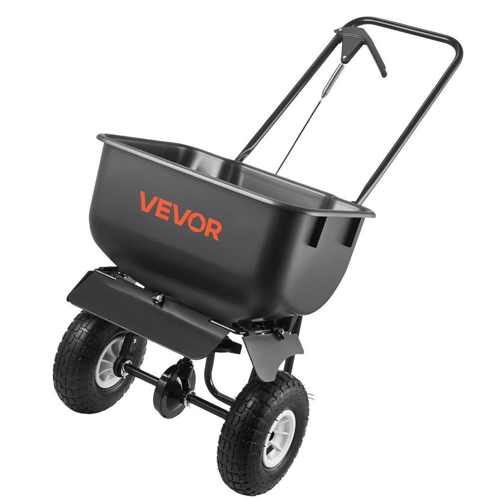 Push Lawn Spreader, 12ft Spreading Width, Broadcast Spreader with 80lbs Load