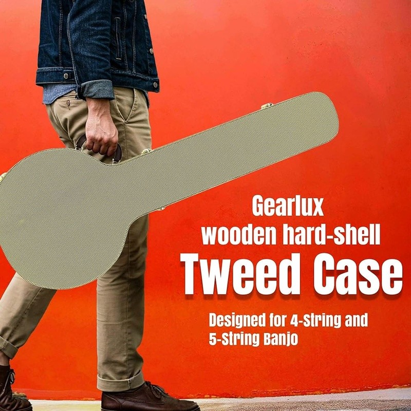 Banjo Case W/ Lock & Key Fits 4 String 5 String Sturdy Plywood Ergonomic Design