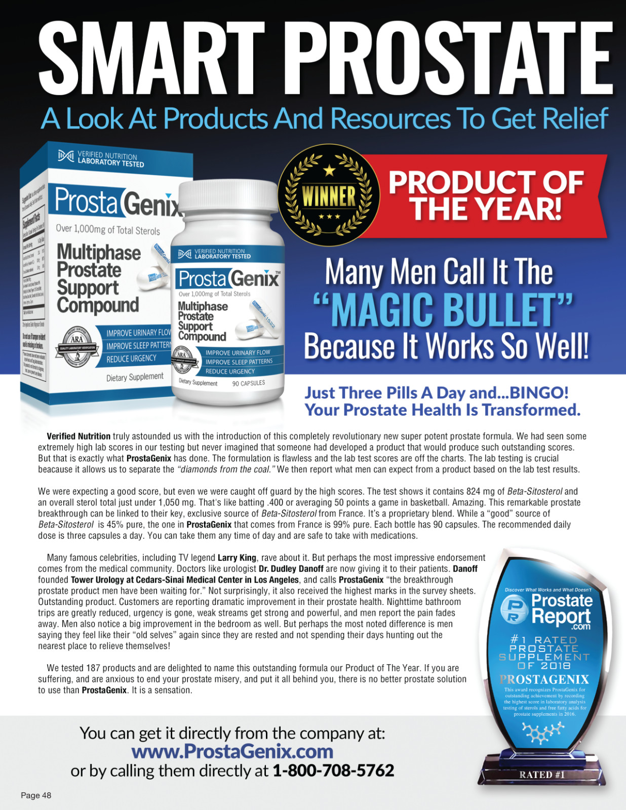 3 Bottle ProstaGenix - Direct From The Manufacturer - Authentic