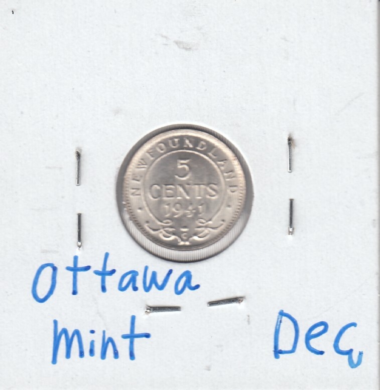 1941 C Newfoundland Five Cent Coin SC3
