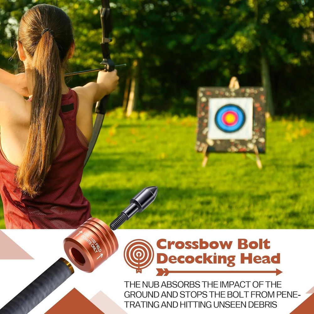 Feekoon 2 Pack Crossbow Bolt Decocking Head, Point Orange