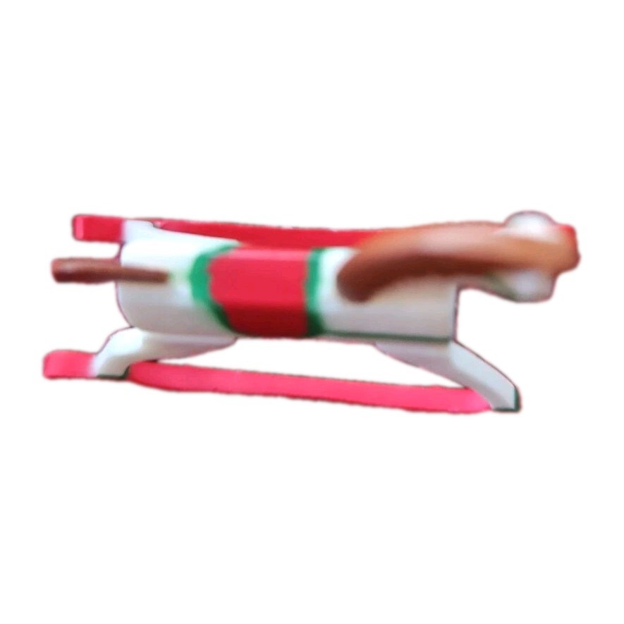 🐦🌟 💖VTG Miniature Hallmark 1985Rocking Horse Christmas Tiny Decor TrinketBT33