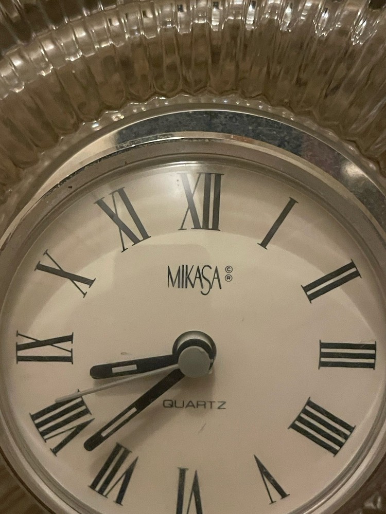 MIKASA Solid QUARTZ Crystal Desk Clock Analog Oval Roman Numerals Germany made