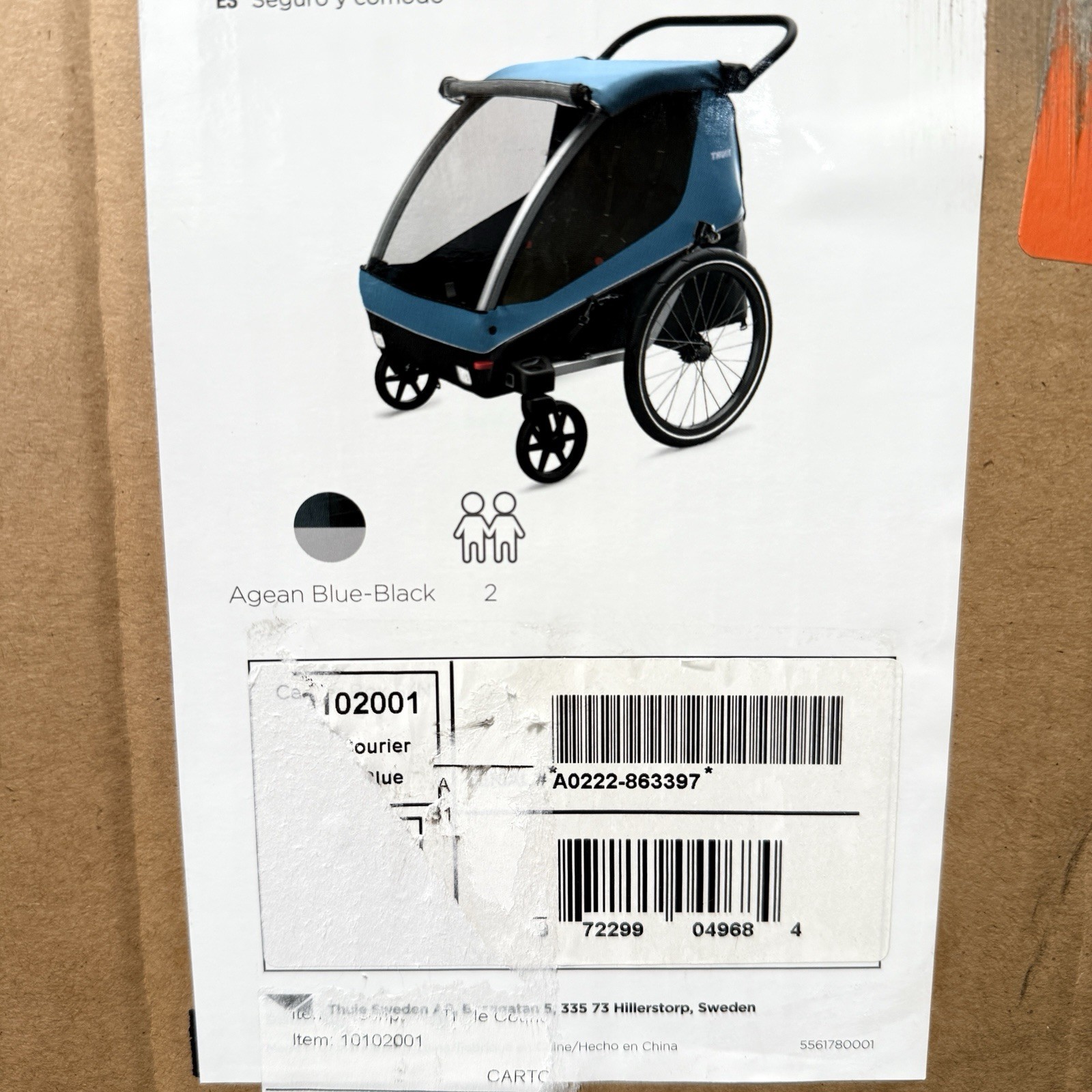 Thule Courier Convertible Bike Trailer & Stroller, Agean Blue-Black