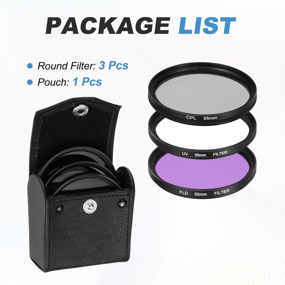 55mm UV/CPL/FLD Digital Essentials Filter Kit Circular Camera Filters, Black