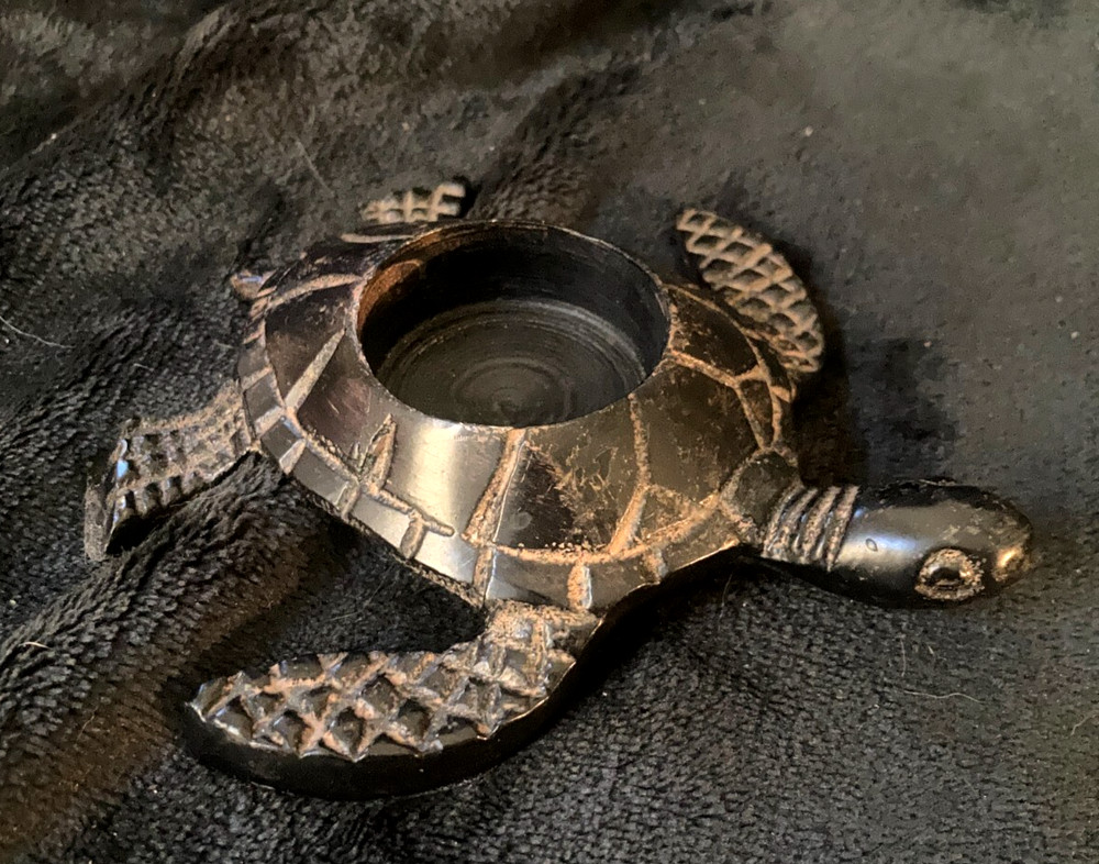 Metal Seat Turtle Tea Light Candle Holder....Signed