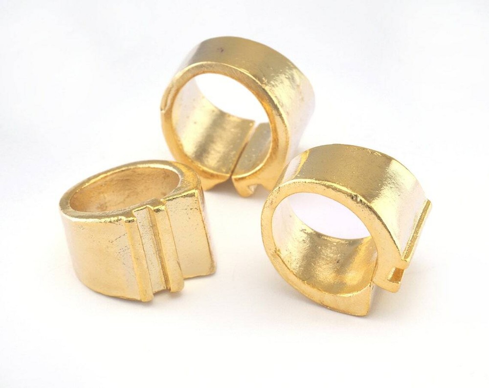 Adjustable Shiny Gold Plated brass (17.5mm 7US inner size) 2976