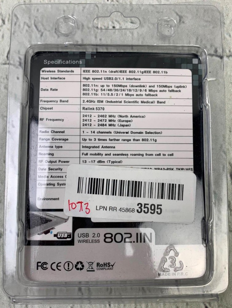 USB 2.0 Wireless N150 Mbps Nano WiFi Network Adapter