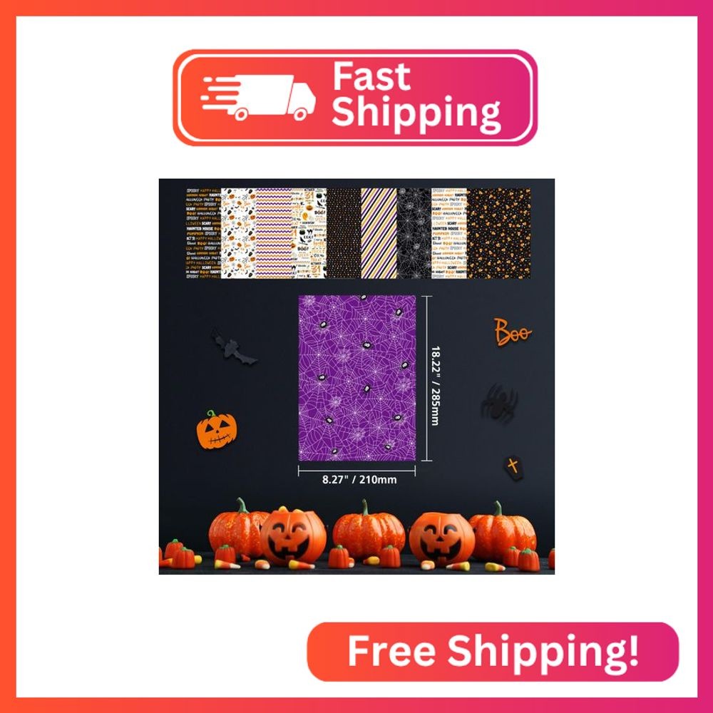 Morcheiong 55 Sheets Halloween Pattern Paper Decorative Paper Double-Sided for C