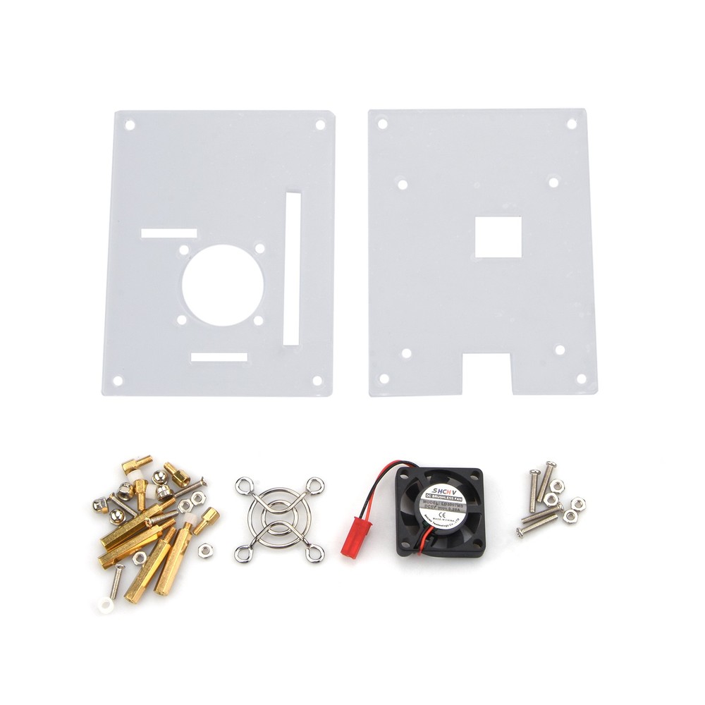 Arcylic Case Shell & Cooling Fan & Screws Set For Raspberry Pi 3/2 Model B/B+ A