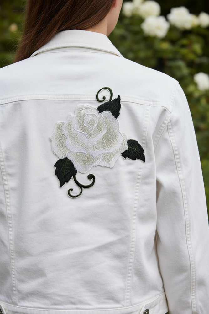 White Rose Embroidered Patch | Made in USA