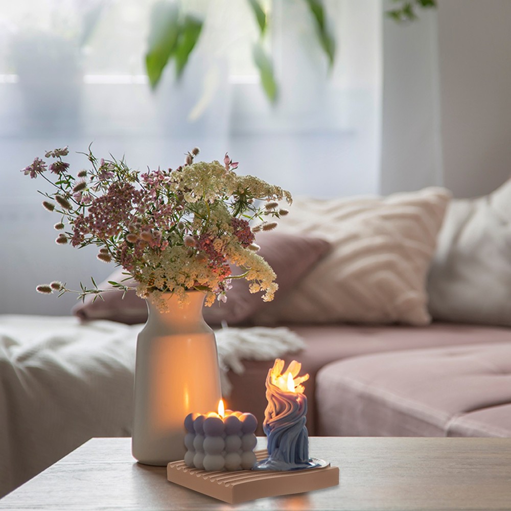 Wooden Decorative Tray, Waved Shape Serving Tray for Coffee Table, Cyan